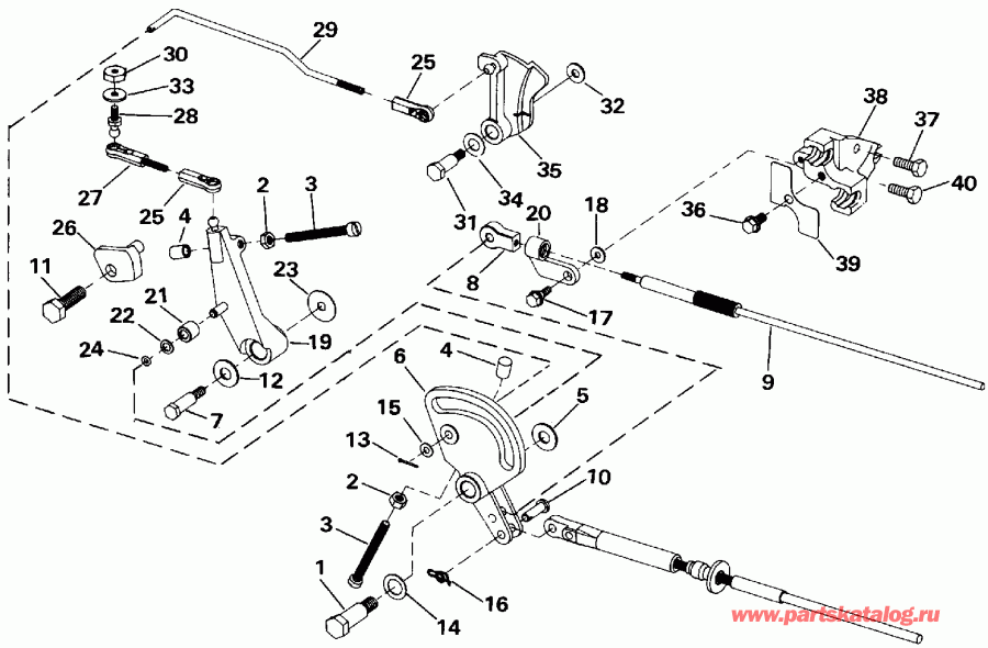 ��������� Evinrude E50TLEIA 1991  - ift & ����������� ��������age / ift & Throttle Linkage