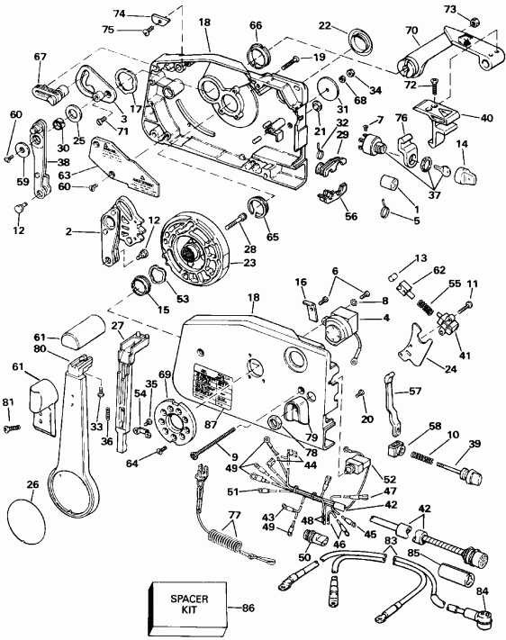  EVINRUDE E55RWLEIA 1991  - mote Control - mote 