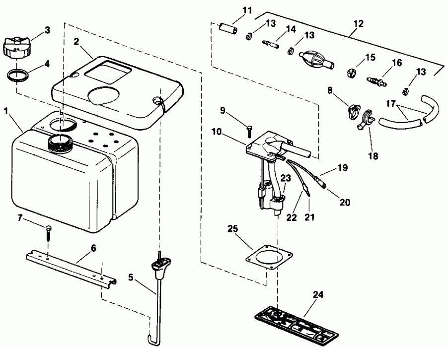 ����� EVINRUDE E55RWLEIA 1991  - 8 ������ - .8 Gallon