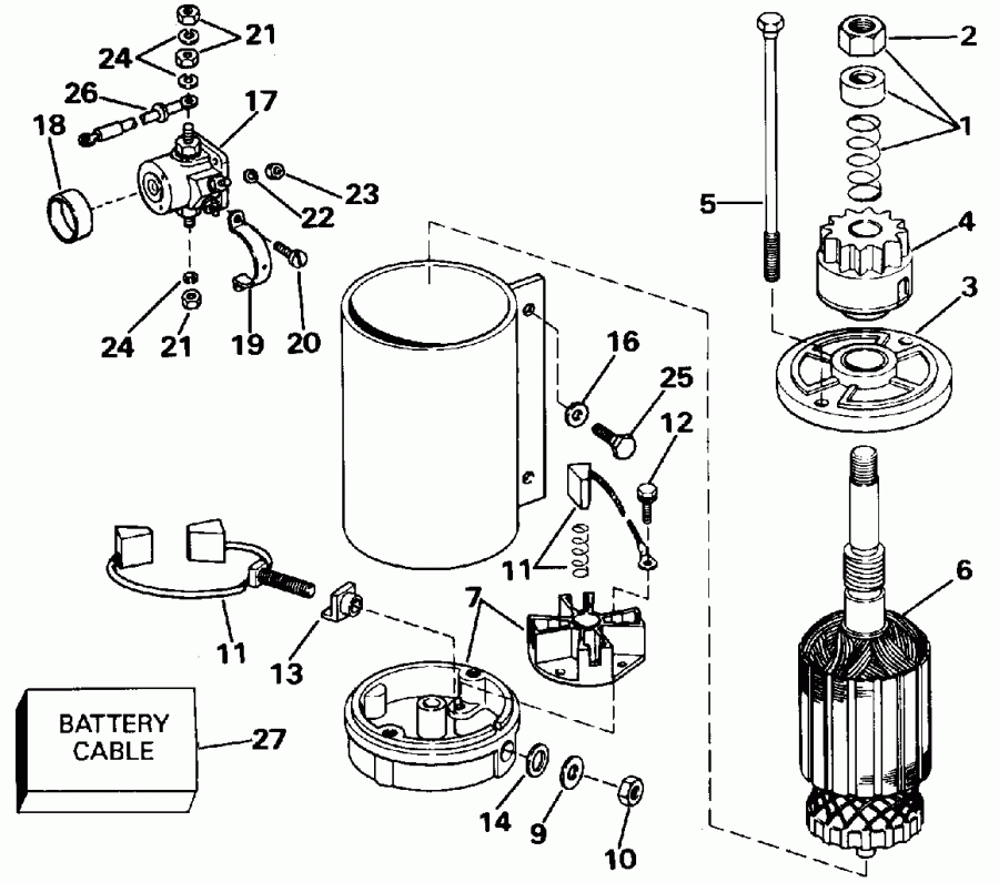 ��������� ��������� Evinrude E65WMLEIB 1991  - ectric ������� - ectric Starter