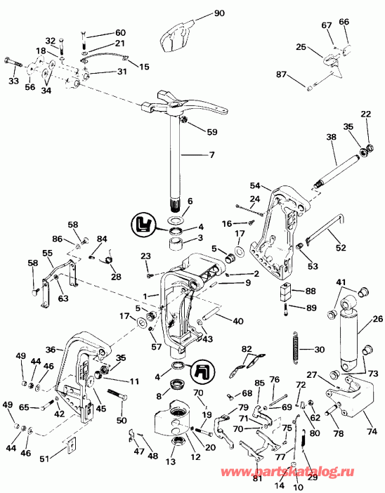 ����� EVINRUDE E70ELEIE 1991  - Manual Tilt