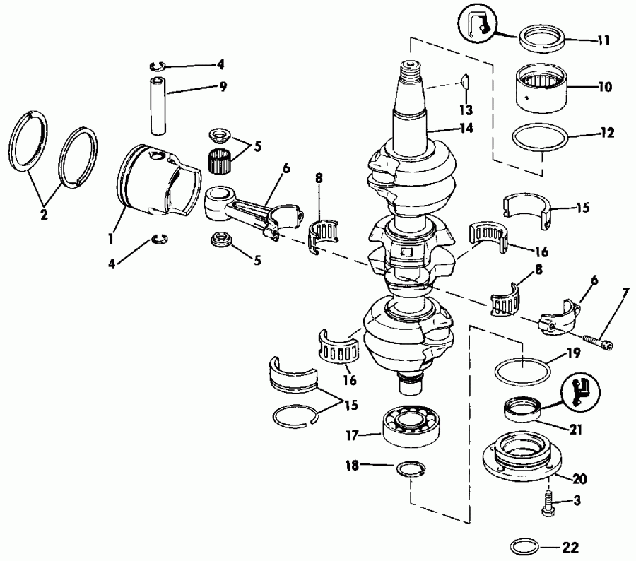 �������� ��������� ����� ������� E70TTLEIE 1991  - ank��� & ������� - ankshaft & Piston