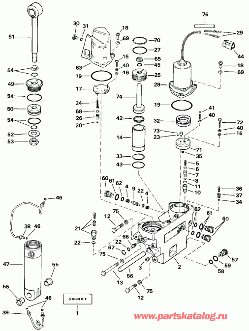  Evinrude E70TTLEIE 1991  - wer Trim / tilt Hydraulic Assembly - wer Trim/tilt Hydraulic Assembly