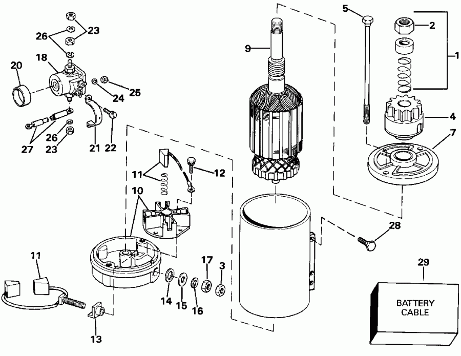 ��������� �������� ����� Evinrude E88MSLEIM 1991  - ectric ������� & Solenoid - ectric Starter & Solenoid
