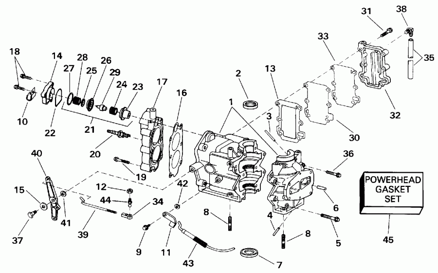 ��������� Evinrude E8SRLEIA 1991  - linder & ������ ��������� - linder & Crankcase
