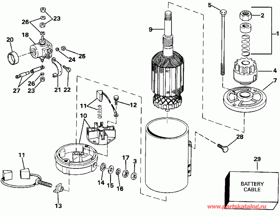 ��������� �������� ����� EVINRUDE E90JLEIE 1991  - ectric ������� & Solenoid - ectric Starter & Solenoid