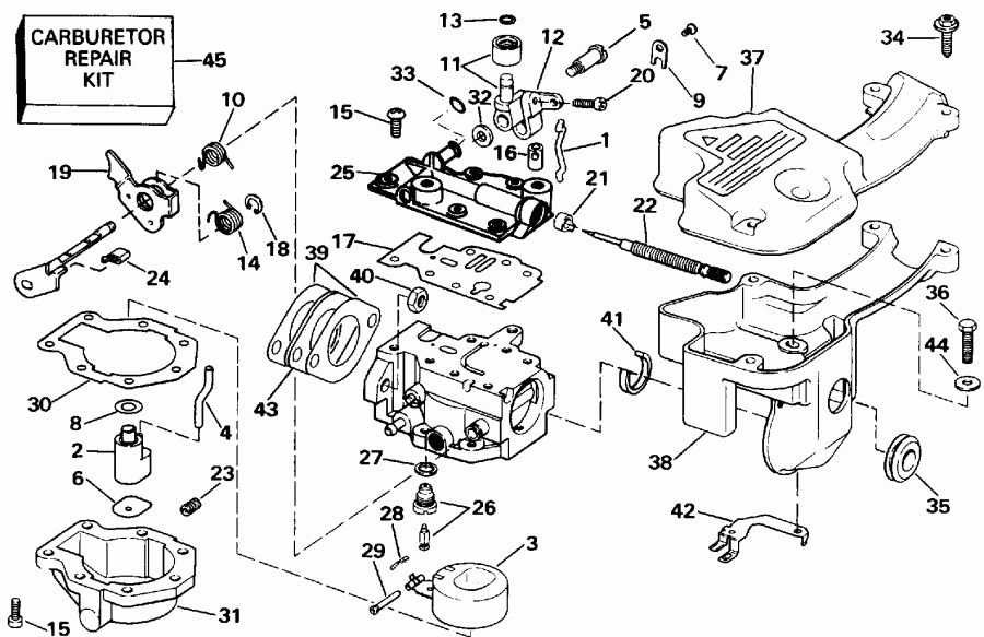 ��������� ��������� EVINRUDE TE10RELEIR 1991  - rburetor / rburetor