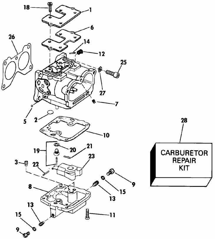 �������� ����� EVINRUDE TE90TLEIE 1991  - rburetor