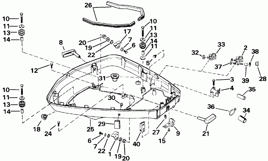 ��������� Evinrude VE100SLEIE 1991  - wer ������ ��������� (�����) / wer Engine Cover