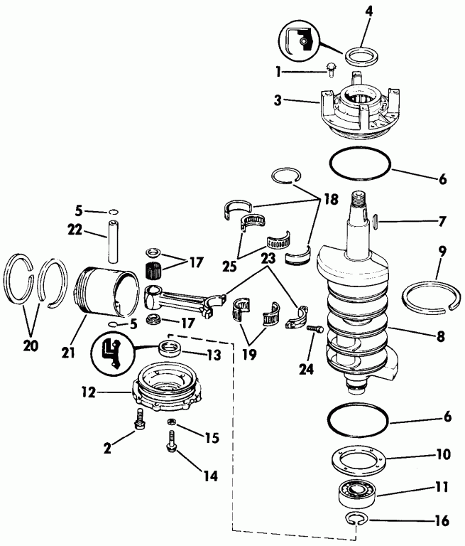 �������� ����� Evinrude VE115TLEIE 1991  - ankshaft & Piston