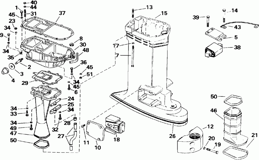 ��������� ��������� EVINRUDE VE120TLEIE 1991  - haust ������ / haust Housing