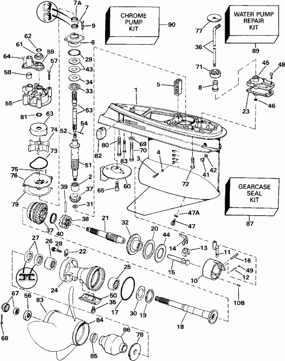 ��������� EVINRUDE VE140TXEID 1991  - 140cx �������� �������� / 140cx Counter Rotation