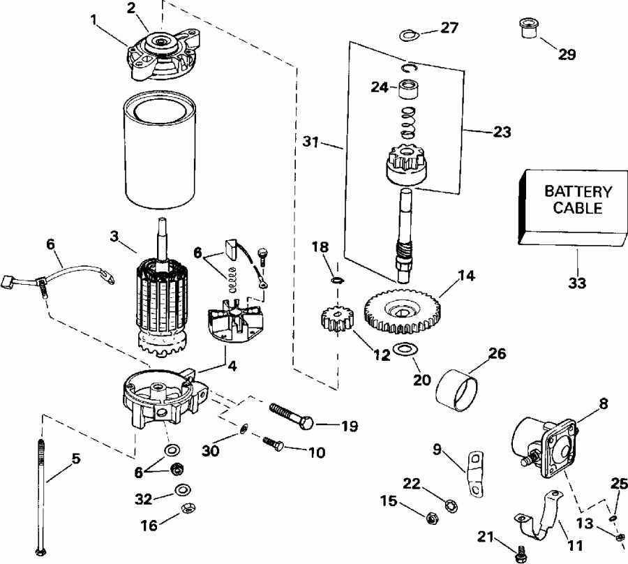 ��������� �������� ����� Evinrude VE150EXEIS 1991  - ectric ������� & Solenoid - ectric Starter & Solenoid
