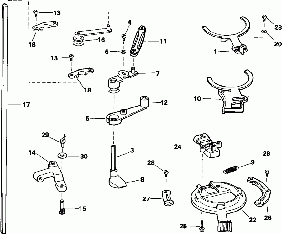 ��������� ��������� Evinrude VE175EXEIS 1991  - rottle ��������� �������� - rottle Linkage