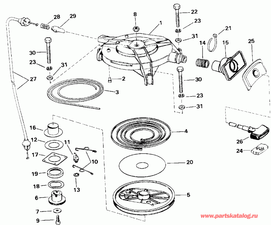 �������� ��������� ����� EVINRUDE VE25REIE 1991  - wind Starter - wind �������