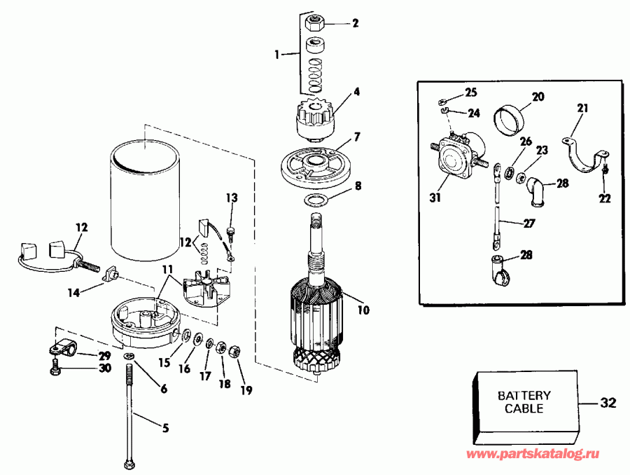 �������� ����� Evinrude VE30EEIC 1991  - ectric Starter & Solenoid - ectric ������� & Solenoid