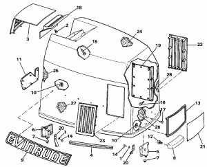 ������ ��������� (�����) - Johnson 25-40 (Engine Cover - Johnson 25-40)