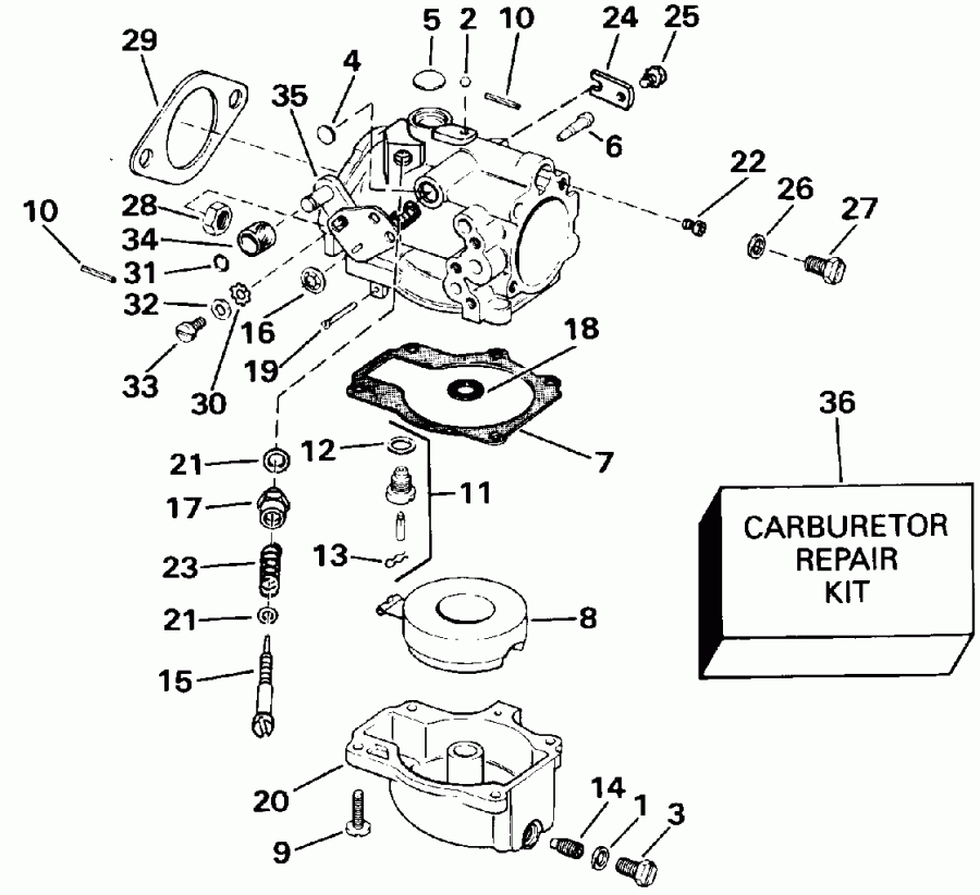 ��������� �������� ����� Evinrude VE60ELEIB 1991  - rburetor - rburetor