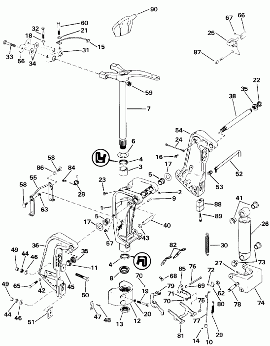 �������� ��������� ����� EVINRUDE VE60TLEIB 1991  - Manual Tilt