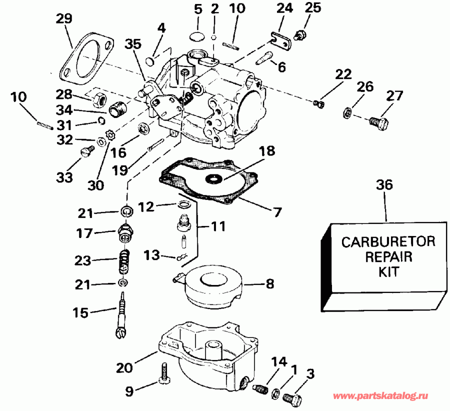 ��������� �������� ����� EVINRUDE VE70ELEIE 1991  - rburetor - rburetor