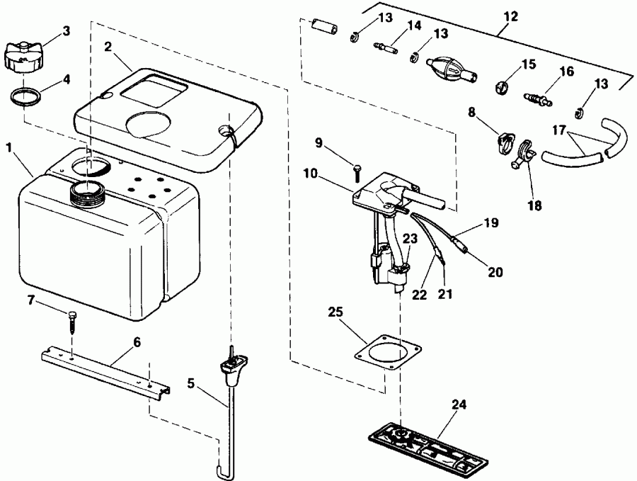 ��������� �������� ����� EVINRUDE VE70TLEIE 1991  - .8 Gallon - 8 ������