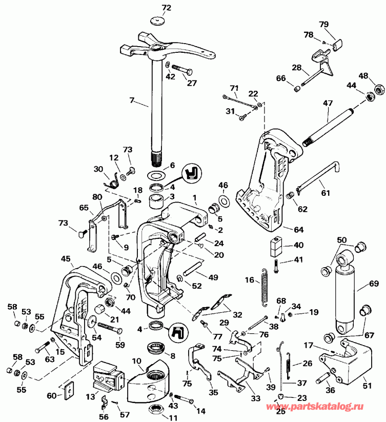 �������� ��������� ����� EVINRUDE VE90MLEIE 1991  - ������ Tilt Models - Manual Tilt Models