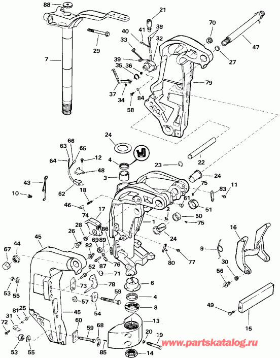 ��������� ��������� EVINRUDE VE90TLEIE 1991  - ���������������� ��������� ������� / Power Trim/tilt