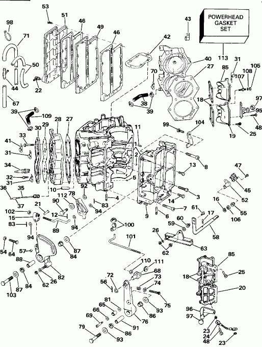 ����� ������� E100WTXENE 1992  - linder & Crankcase / linder & ������ ���������