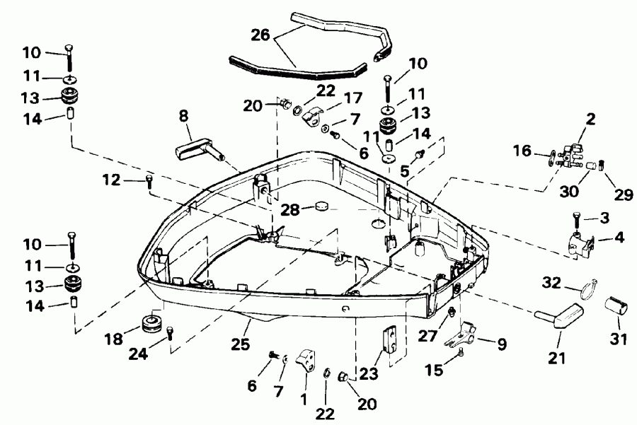 �������� ��������� ����� EVINRUDE E100WTXENE 1992  - wer ������ ��������� (�����) - wer Engine Cover
