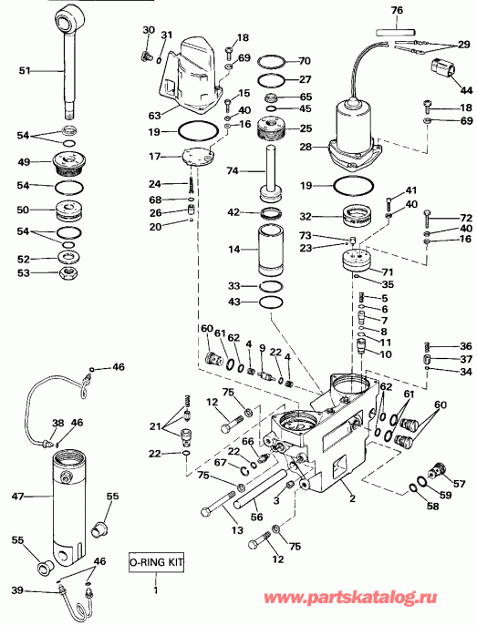 ����� ������� E100WTXENE 1992  - wer Trim/tilt Hydraulic Assembly / wer Trim / tilt Hydraulic Assembly