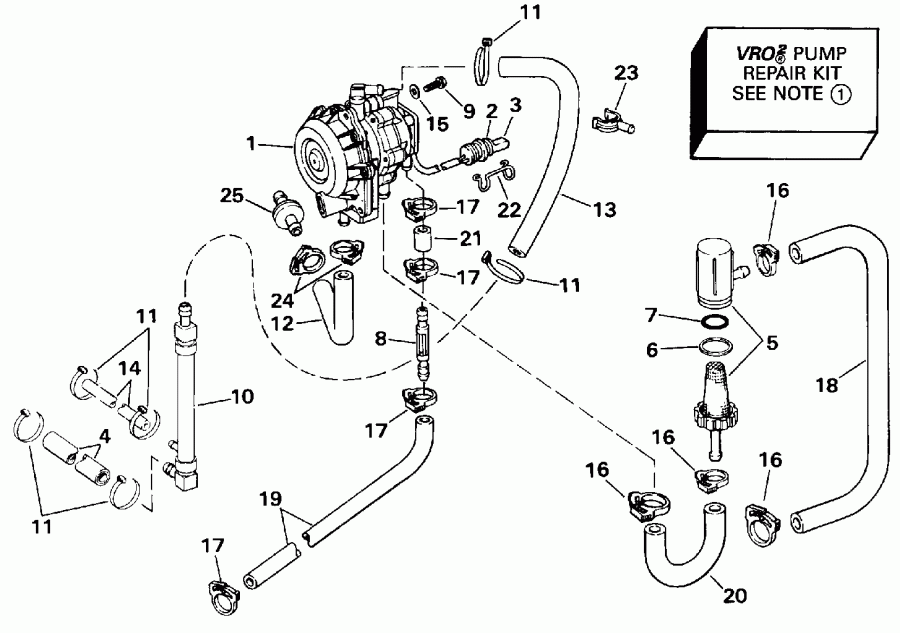  Evinrude E100WTXENE 1992  - o2 ����� / o2 Pump