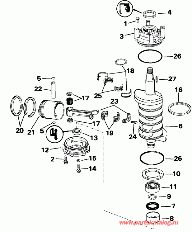 ��������� ������� E115TLEND 1992  - ankshaft & Piston - ank��� & �������
