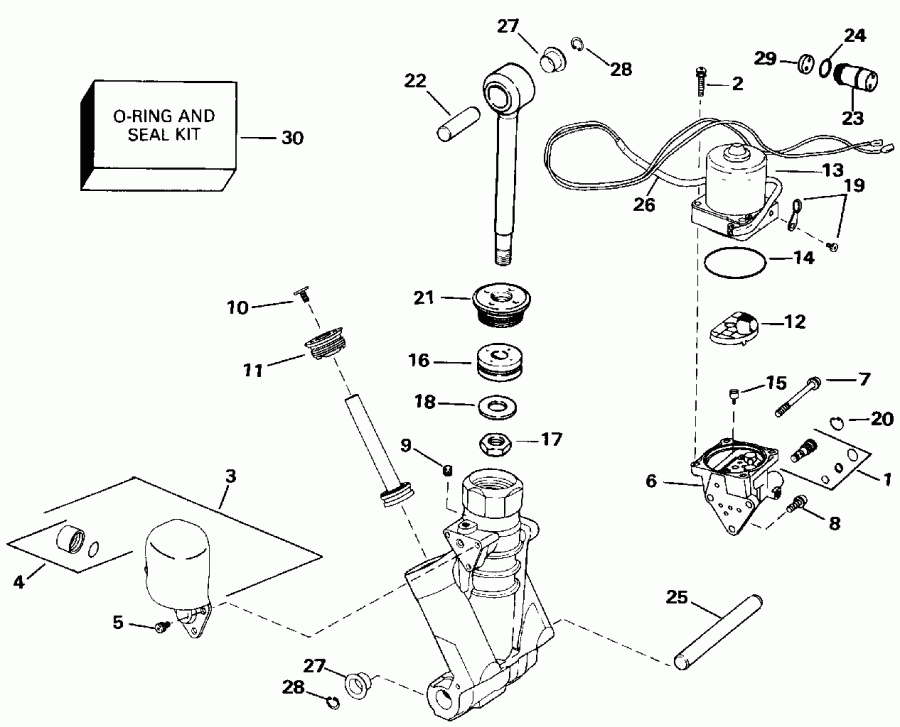 ��������� ����� ������� E125ESXENR 1992  - wer Trim/tilt Hydraulic Assembly - wer Trim / tilt Hydraulic Assembly