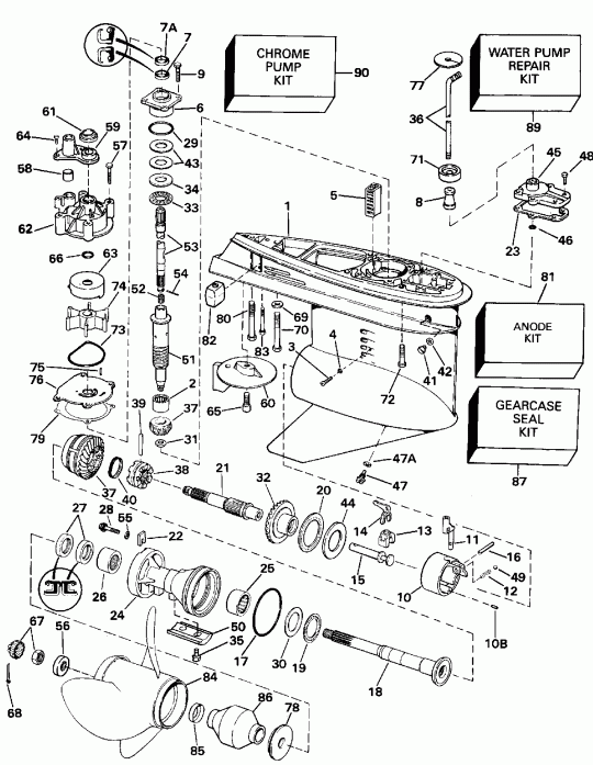 ��������� ��������� EVINRUDE E140CXENM 1992  - 140cx �������� �������� - 140cx Counter Rotation