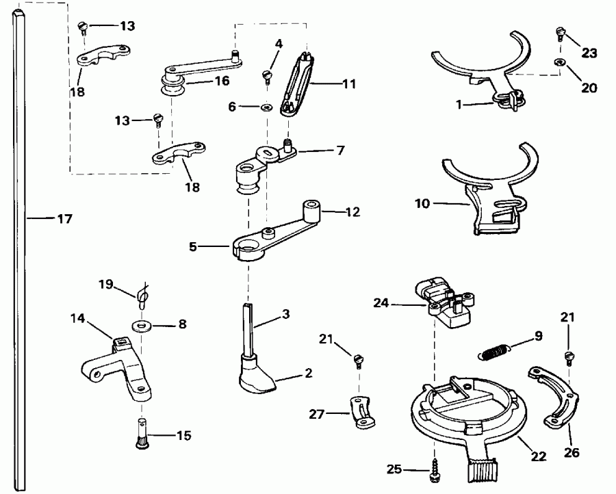 ��������� Evinrude E150ELENC 1992  - rottle ��������� �������� / rottle Linkage