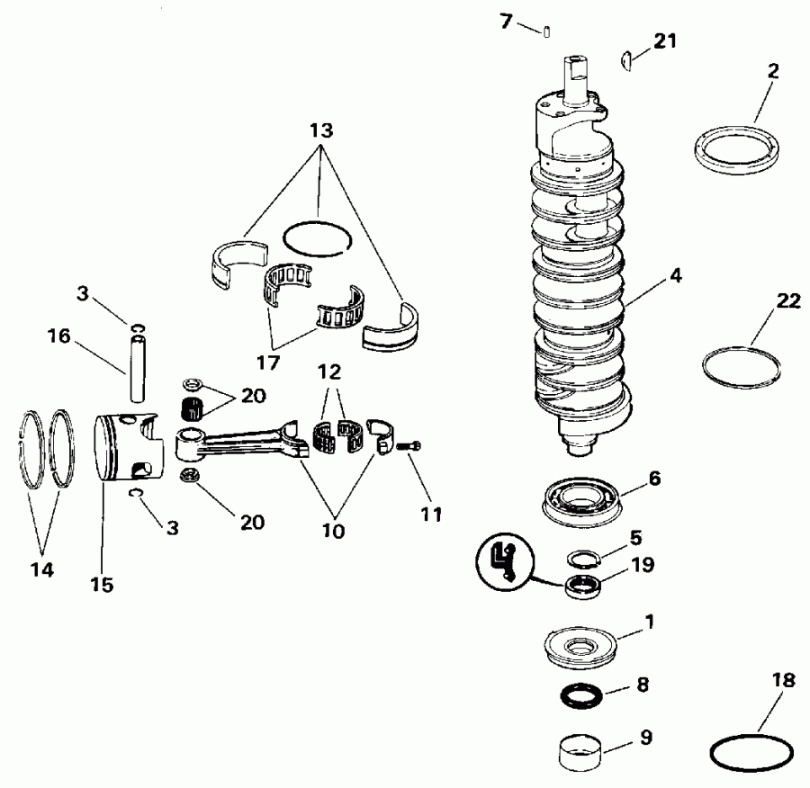 ��������� ��������� ������� E150NXENC 1992  - ankshaft & Piston