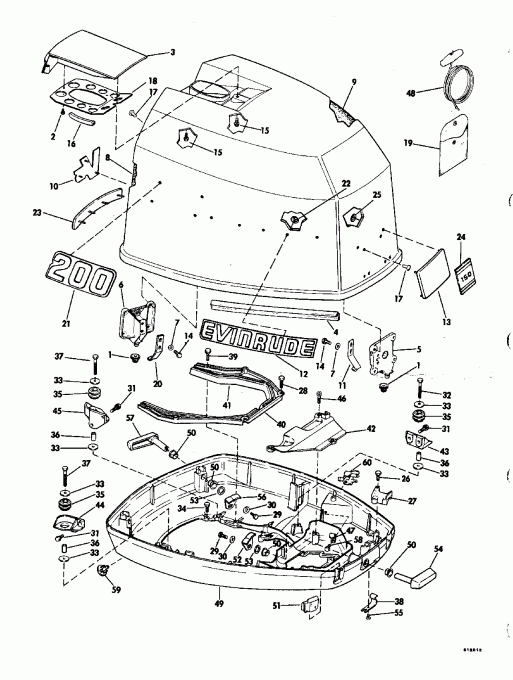 ��������� �������� ����� Evinrude E150NXENC 1992  - wer Engine Cover / wer ������ ��������� (�����)