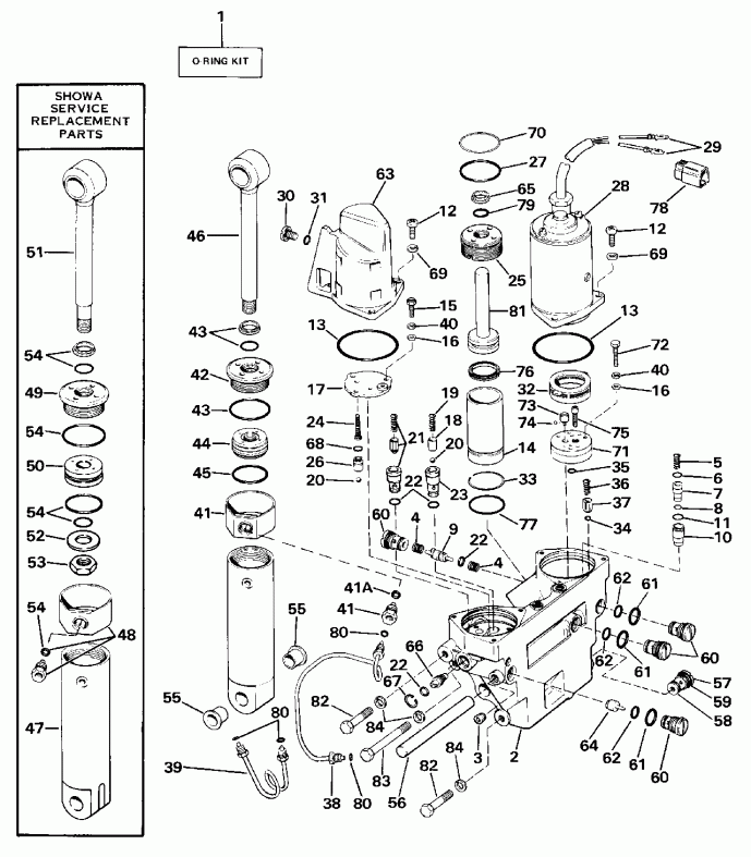 ��������� �������� ����� Evinrude E155WTXENE 1992  - wer Trim / tilt ���������