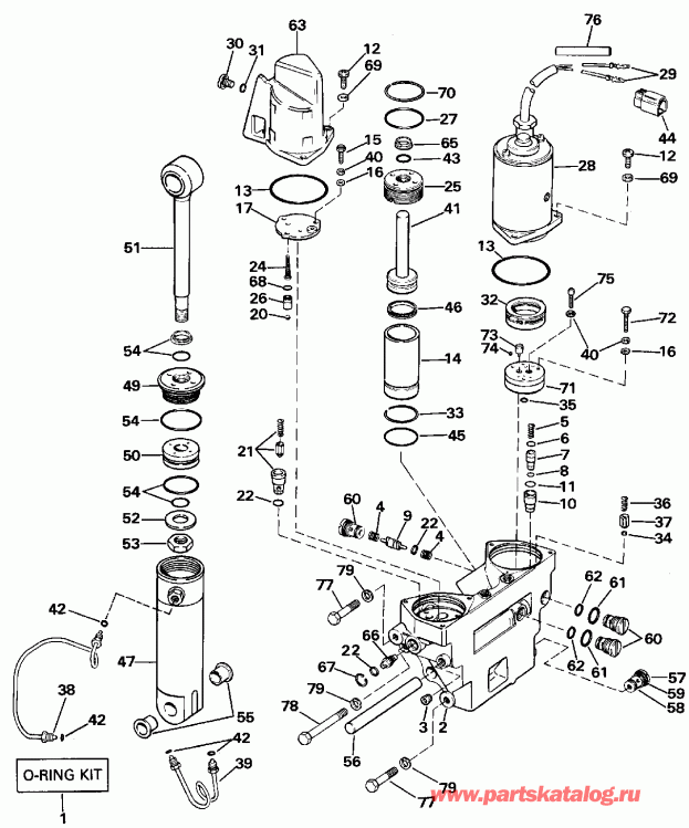 �������� ����� Evinrude E155WTXENE 1992  - wer Trim / tilt Hydraulic Assembly