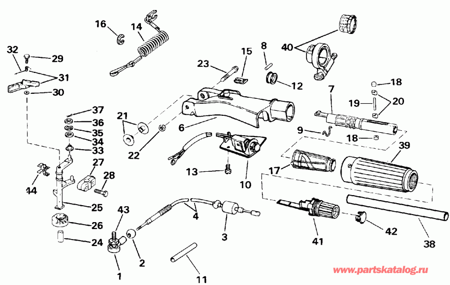 �������� ����� EVINRUDE E15RLENM 1992  - eering Handle & Throttle Control - ee������ Handle & ���������� ���������