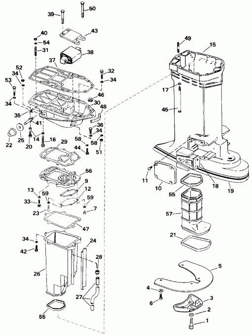 ����� Evinrude E185ESXENR 1992  - haust Housing / haust ������