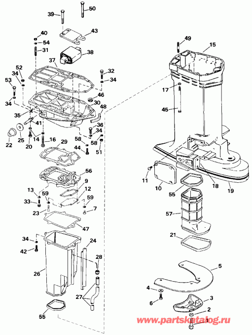 �������� ����� Evinrude E200STLENS 1992  - haust Housing
