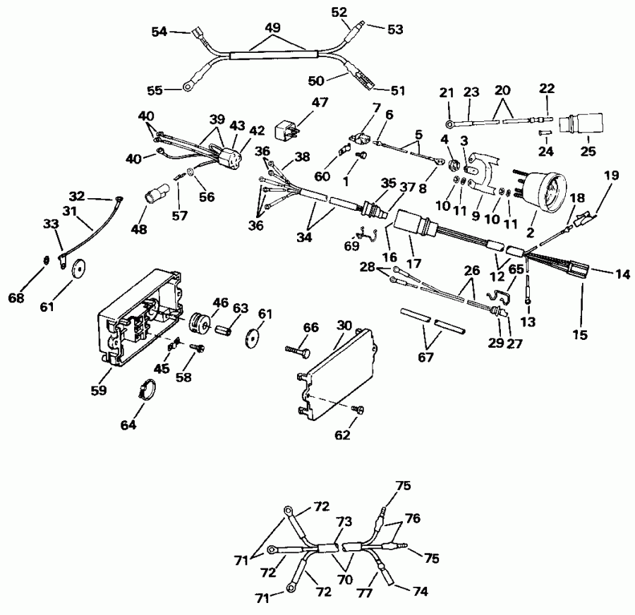 ����� EVINRUDE E225TXENR 1992  - wer Trim / tilt ��������� / wer Trim/tilt Electrical