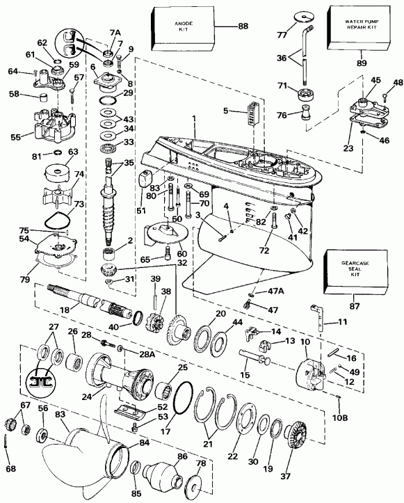 ��������� EVINRUDE E250CXEND 1992  - wer Trim/tilt Hydraulic Assembly - wer Trim / tilt Hydraulic Assembly