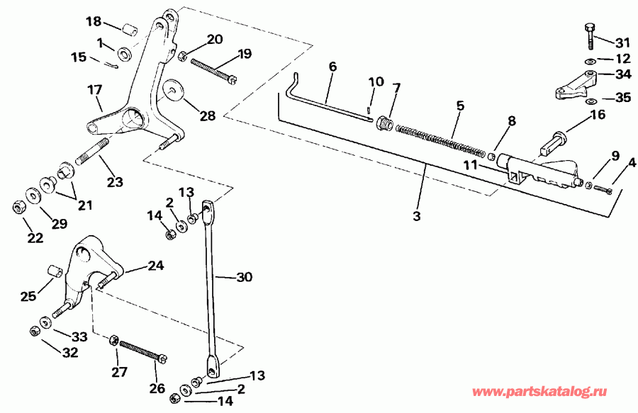 �������� ��������� ����� EVINRUDE E250CXEND 1992  - rottle Linkage - rottle ��������� ��������