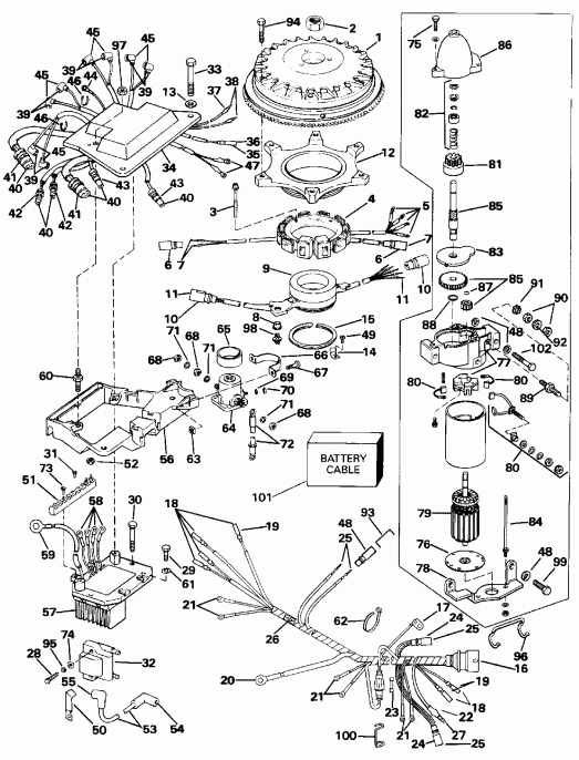 ��������� ����� Evinrude E250TZEND 1992  - nition System & ��������� �������� / nition System & Starter Motor