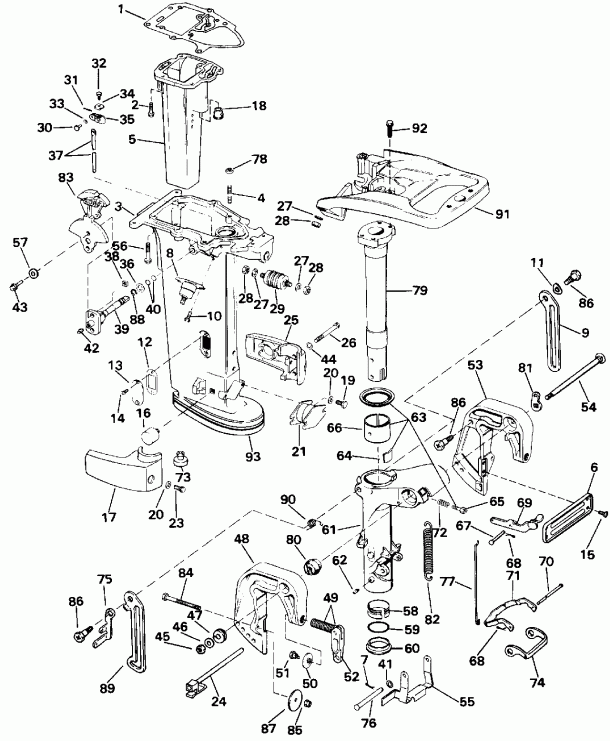 ��������� ����� Evinrude E25RWLENB 1992  - dsection - dsection