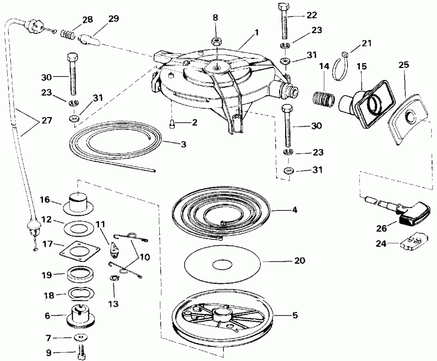 ����� EVINRUDE E25RWLENB 1992  - wind ������� - wind Starter