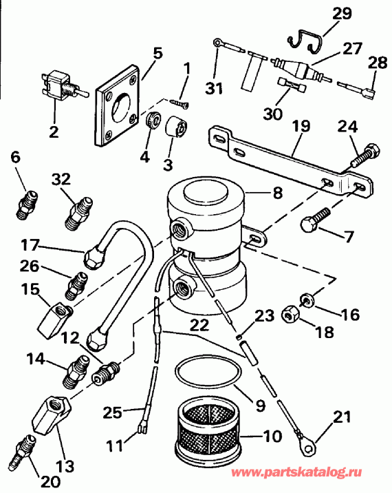 �������� ��������� ����� Evinrude E300CXEND 1992  - ectric Primer Pump Assy. / ectric ��������� �����.