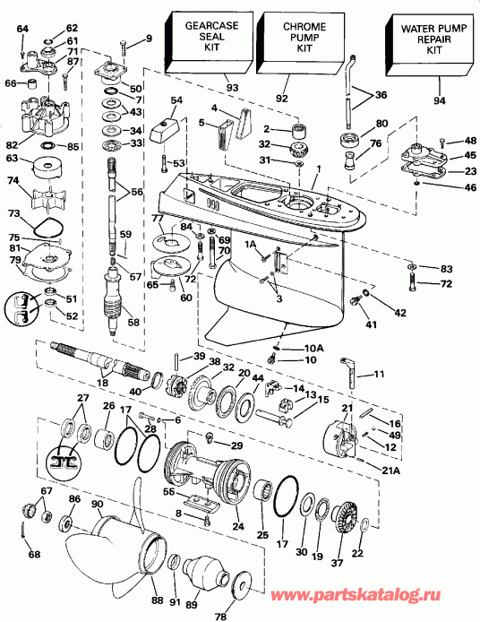 ��������� ��������� Evinrude E300CXEND 1992  - Standard Rotation - �������� Rotation